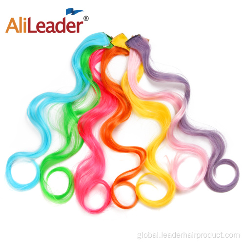 Rainbow Hair Extension Synthetic Curly Rainbow Colored One Clip Hair Extension Manufactory